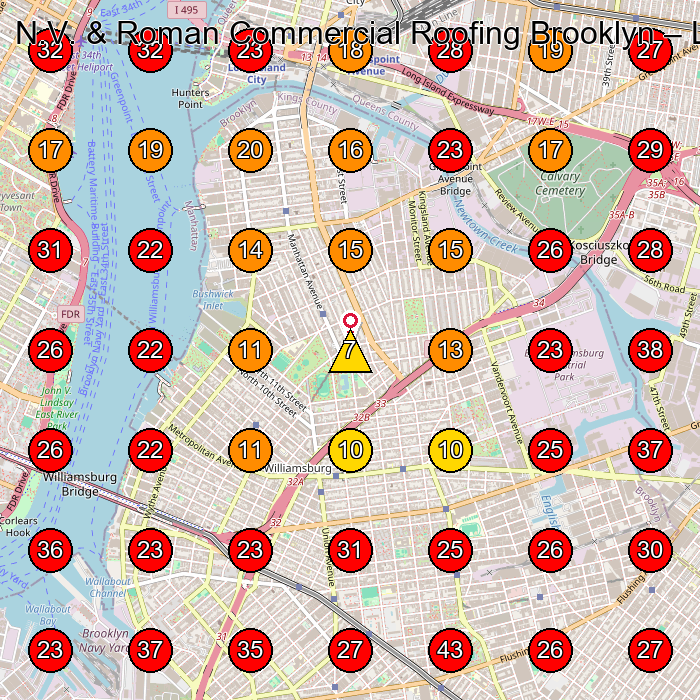 N.V. & Roman Commercial Roofing Brooklyn GeoGrid visibility map for Roofing Contractor in Brooklyn